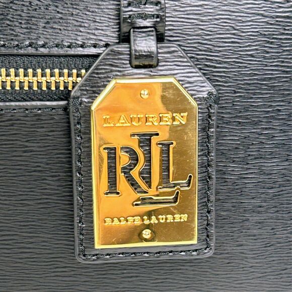 Ralph Lauren Sabine Dome Satchel Shoulder Bag Black Leather Gold HW Luxury Purse - Picture 7 of 16